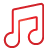 basic, music, red icon
