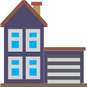 and, estate, garage, home, house svg vector icon
