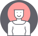 avatar, fashion, female, hair, profile, round, woman svg vector icon