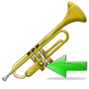 trumpet,back,instrument,left,prev,backward,previous,arrow icon