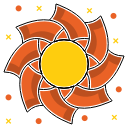 abstract ecology, abstraction, environmental, flower, leaves, red, shape svg vector icon
