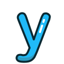 blue, letter, lowercase, y svg vector icon