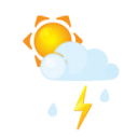 sun,littlecloud,flash,rain icon