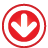 basic, down, frame, navigation, red icon
