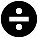 circle, divide, division, mathematics, maths, round, sign icon