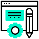 blog, browser, gear, pencil, setup, web, website svg vector icon