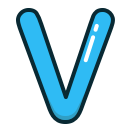 alphabet, blue, letter, letters, v svg vector icon