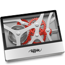 red, settings, soda icon