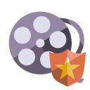 film,reel,shield icon