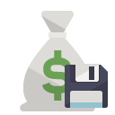 money,bag,diskette icon