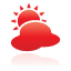 cloudy, red, weather icon