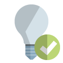 ligthbulb,off,checkmark icon