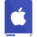 apple, drive, indigo, white icon