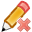 delete, pencil icon