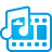 basic, blue, music, video icon