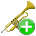 trumpet,add,instrument,plus icon