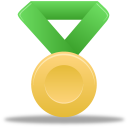 gold, green, metal icon