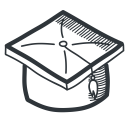 academic, academy, cap, education, graduate, graduation, handdrawn, knowledge, learning, school, student, teach, teaching, university svg vector icon
