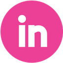 linkedin, media, pink, round, social icon