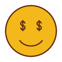 dollar, emoji, emot, face, money, smiley svg vector icon