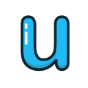 blue, letter, lowercase, u svg vector icon