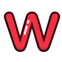 alphabet, letter, letters, red, w svg vector icon