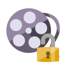 film,reel,lock,open icon