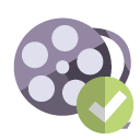 film,reel,checkmark icon