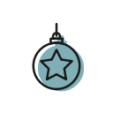ball, christmas, christmastime, deco, holiday, snow, star svg vector icon