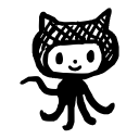 github, hand-drawn, octocat, social svg vector icon
