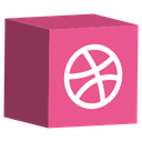 cube, dribbble, media, set, social icon