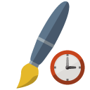 brush,clock icon