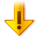 update,recommended,alert,arrow,download,orange,error,wrong,exclamation,warning,descending,fall,decrease,down,descend icon