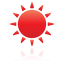 red, sun, weather icon