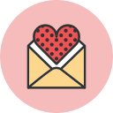 dots, heart, mail, romance, valentines svg vector icon