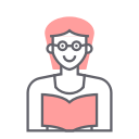 avatar, female, profile, reading, woman svg vector icon