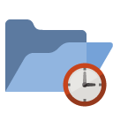 open,folder,clock icon