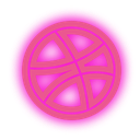 dribbble, media, neon, set, social icon