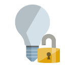 ligthbulb,off,lock,open icon