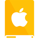 amber, apple, drive, white icon