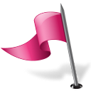 flag, left, mapmarker, pink icon