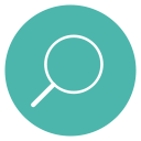 circle, content, edit, line, magnifying glass, search, thin svg vector icon