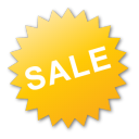 label, sale, yellow icon
