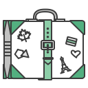 baggege, case, journey, stickers, suitcase, travel, travelling svg vector icon