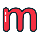 letter, lowercase, m, red svg vector icon