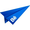 behance, blue, origami, paper plane, social media icon