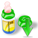 feeding,bottle,down,descend,download,fall,decrease,descending icon