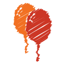 balloon, baloon, birthday, orange, party, red, scribble svg vector icon