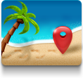 beach, maps icon