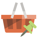 shopping,basket,push,pin icon